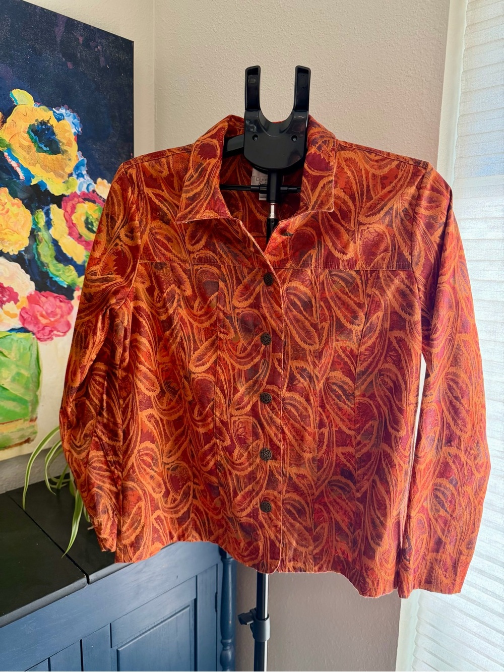 Christopher & Banks Rust Orange Jacquard Paisley Jacket Blazer M